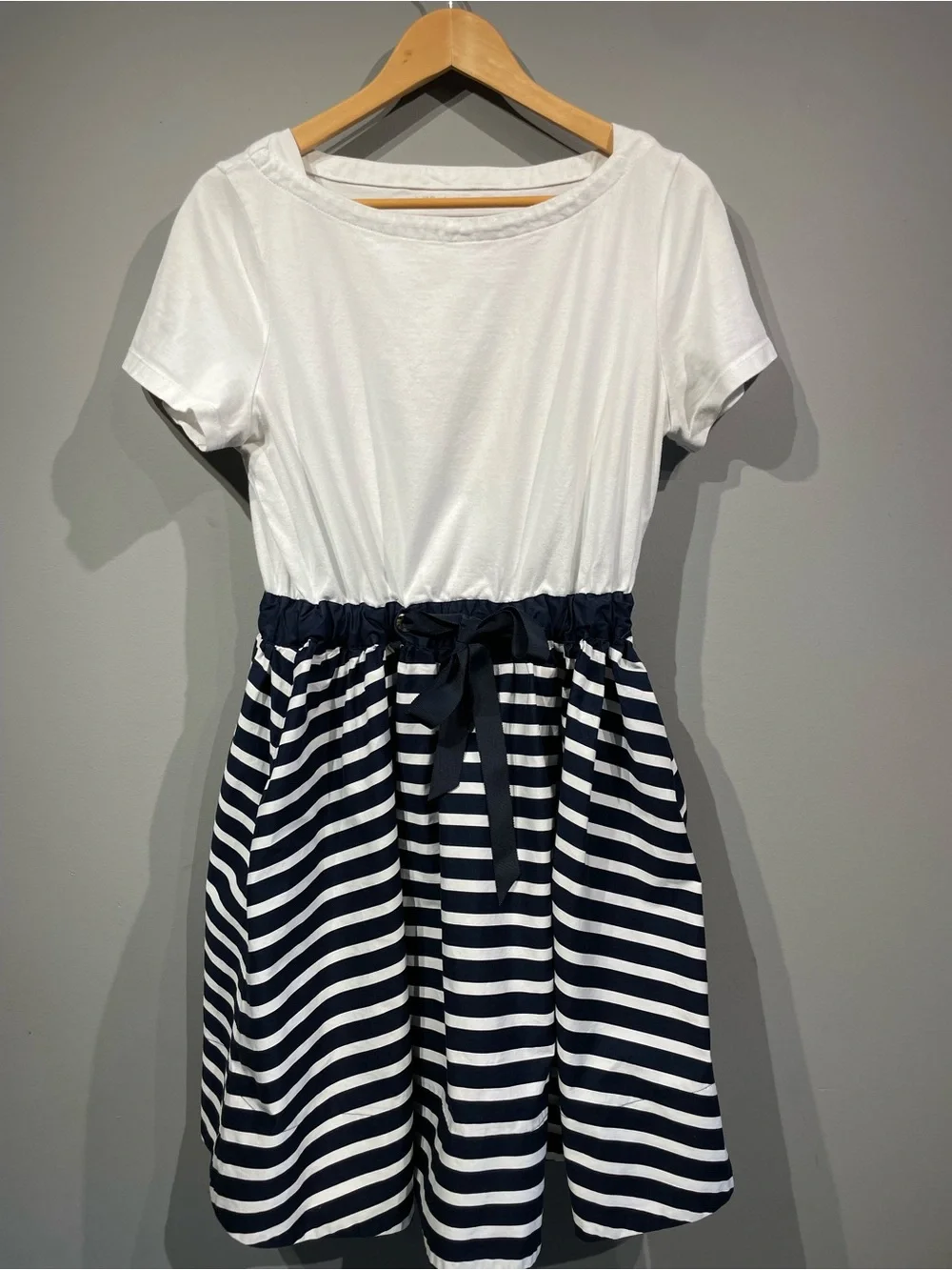 kate spade White & Navy Striped Casual Dress size L